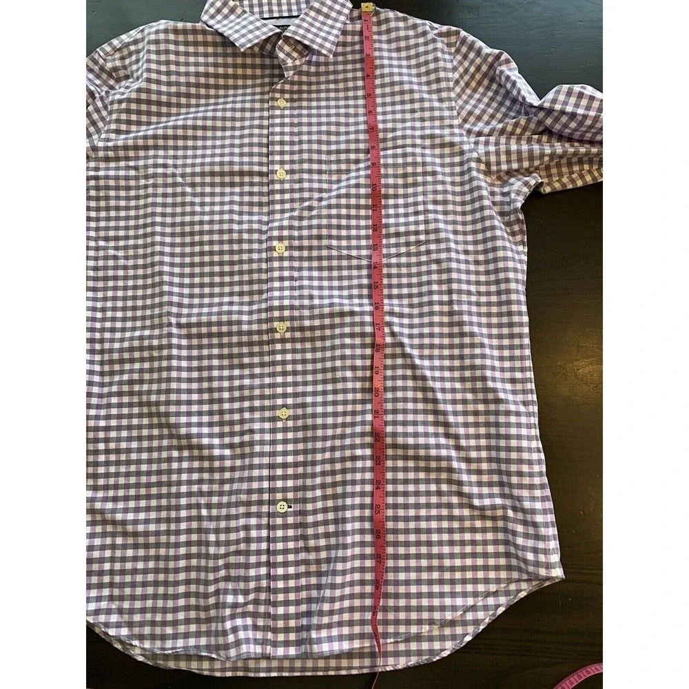 Banana Republic Shirt Mens Large Purple White Checks Preppy Easter Office Casual